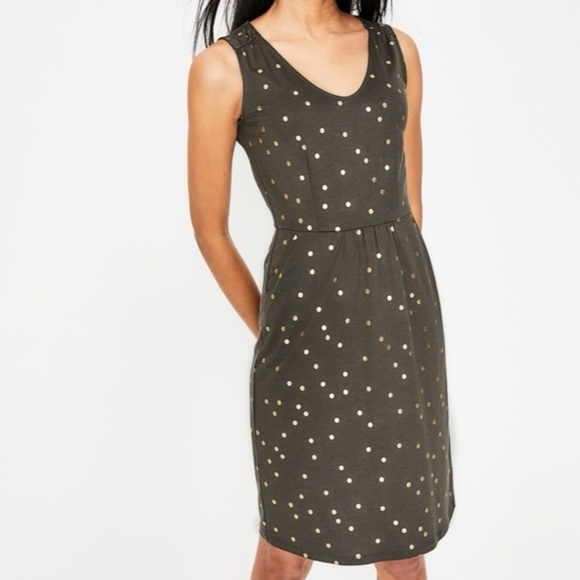 Boden Dresses & Skirts - Boden Women’s Melinda Jersey Dress Size 4 Green & Gold Polka Dot